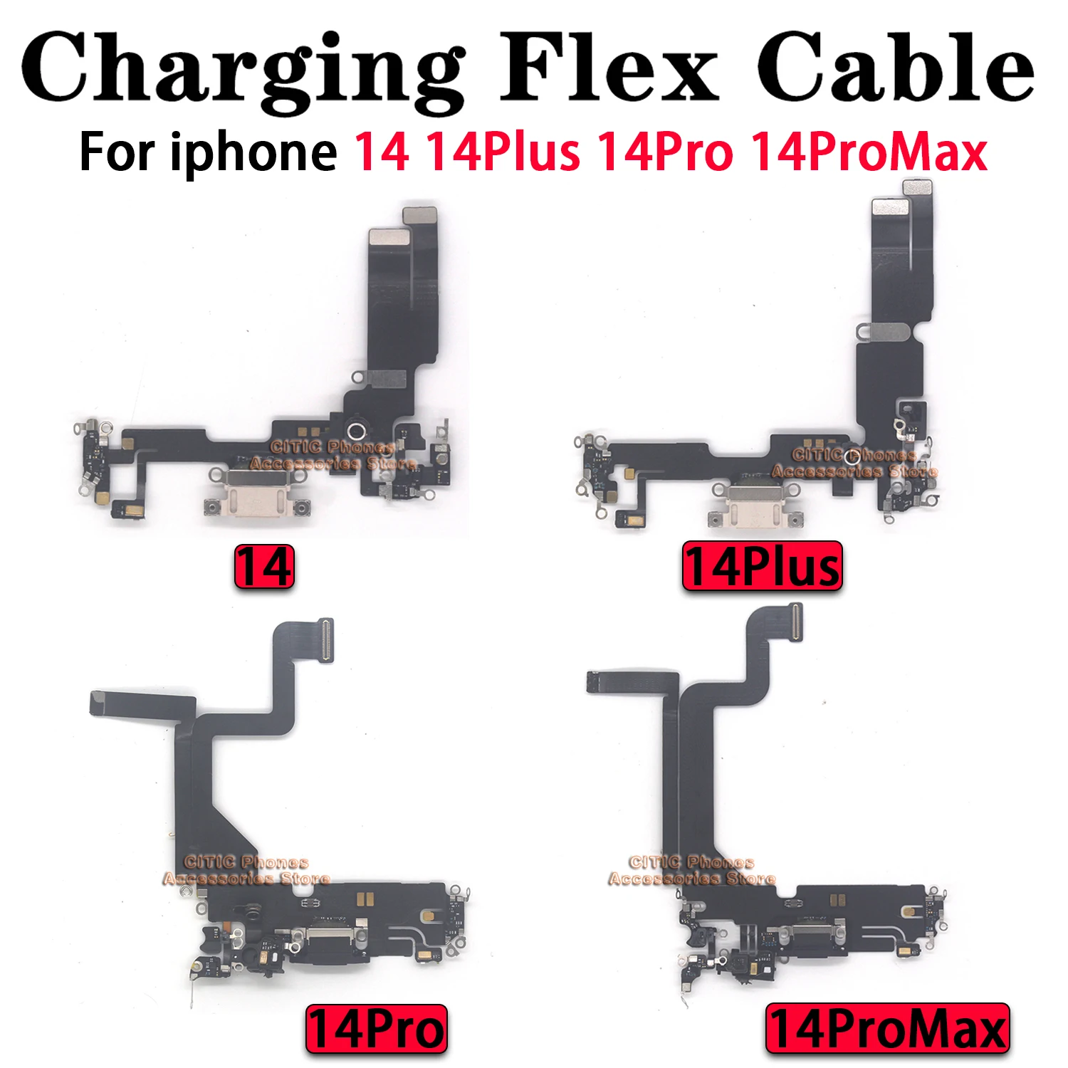 1Pcs USB Charging Port Flex Cable For iPhone X XS MAX XR 11 12 13 mini 14 Plus 15 Pro Max Dock Charger Connector With Microphone