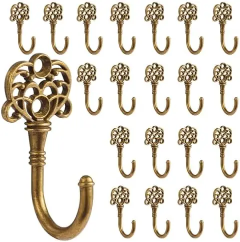 

20 шт. винтажных бронзовых настенных крючков - декоративные вешалки в стиле бохо для полотенец, пальто - в комплекте с винтами