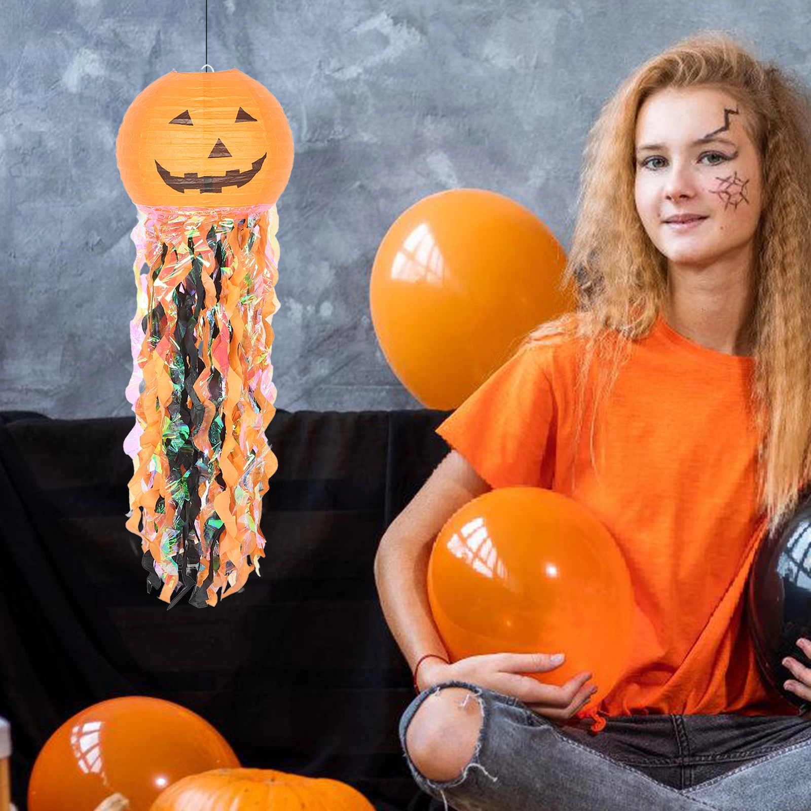 

Paper Pumpkin Lantern Unique Landscape Halloween Party Props Festive Hanging Decoration Paper Lantern Halloween Decorations