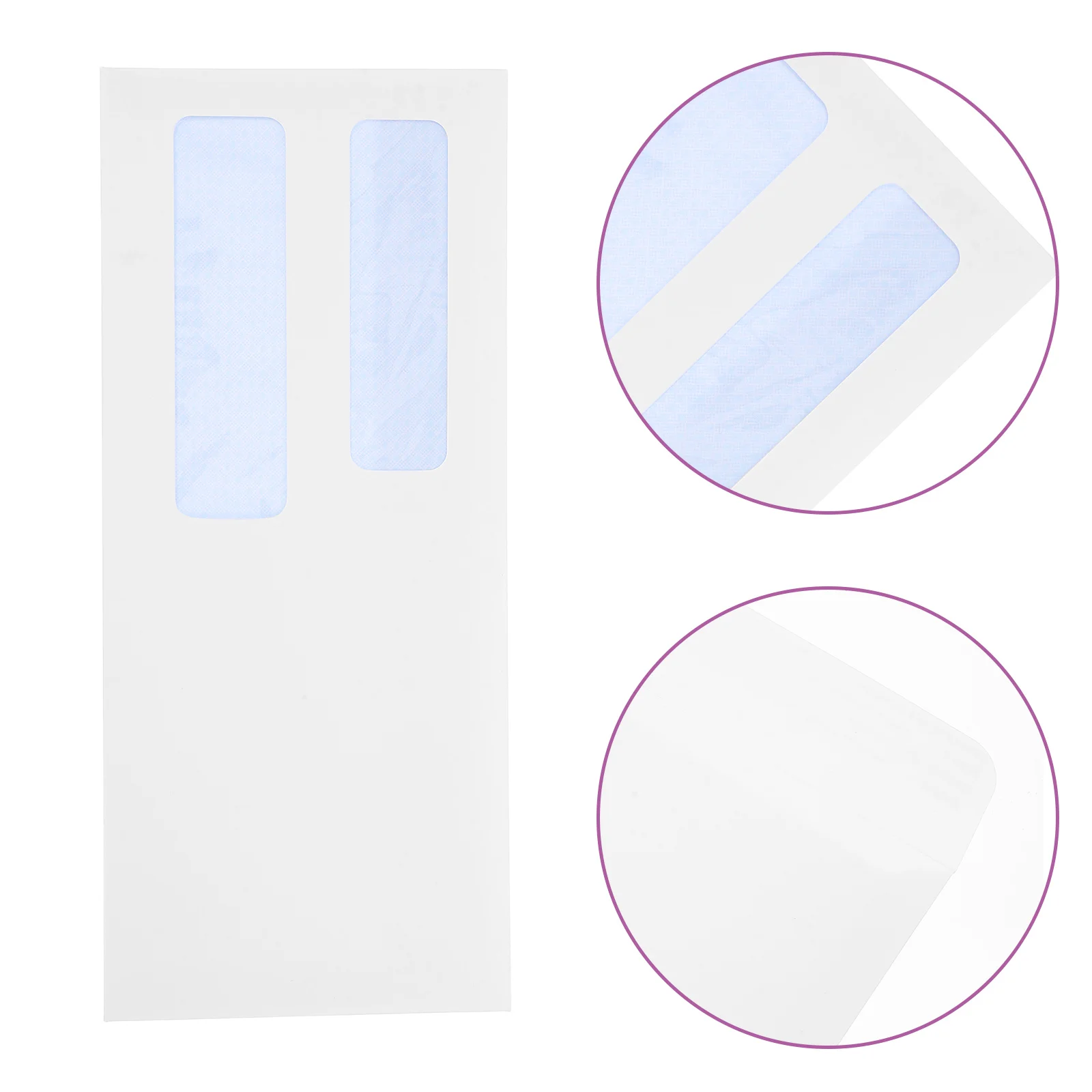 

100pcs Business Envelopes White Double Window Document Mailers Pattern Check Envelopes