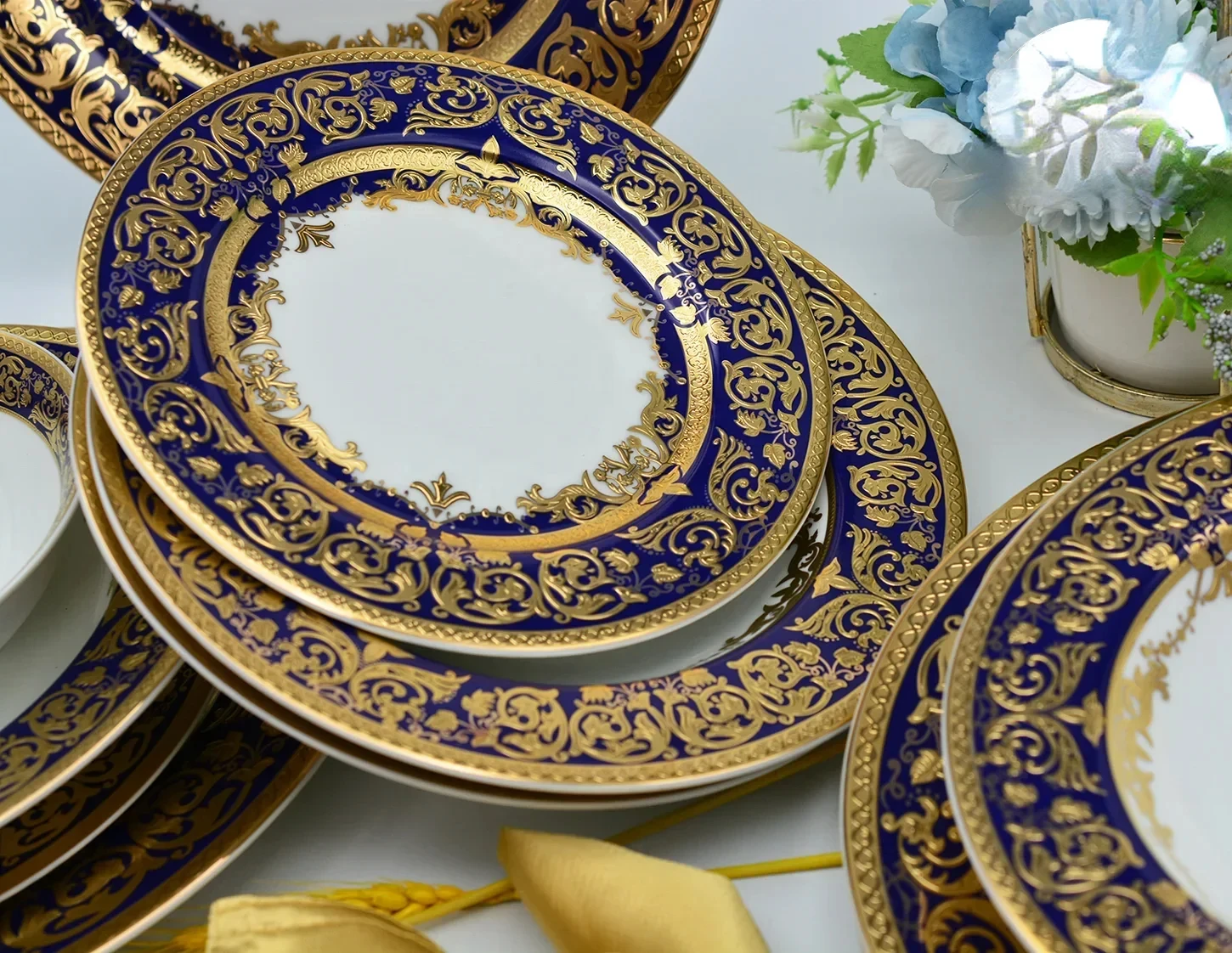 24pcs luxury style bone china porcelain embossed gold include dessert dish plate gift wedding afternoon coffee tea cup set