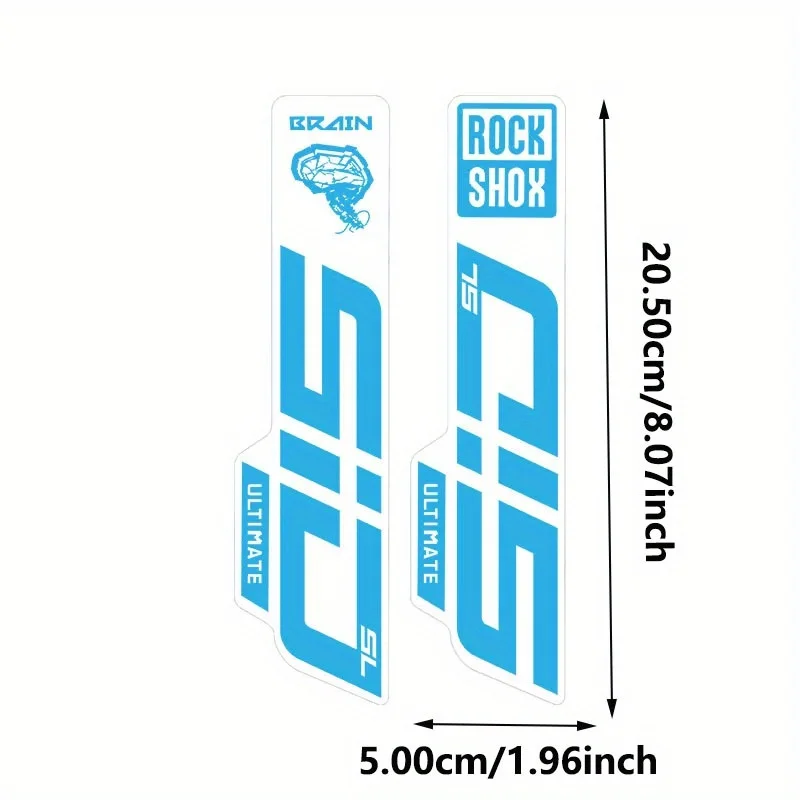 2Pcs/Set RockShox SID SL Ultimate MTB Fork Decals, Waterproof Vinyl Stickers, Brain Design for Mountain Bike Front Fork Decor