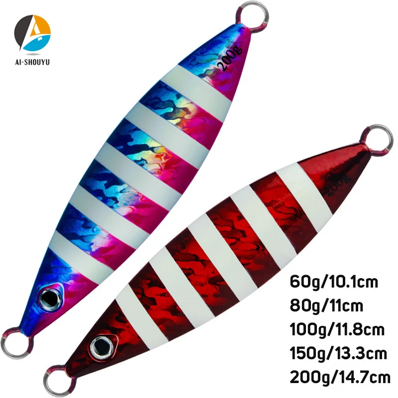 

AI-SHOUYU 1pc New Metal Jigging Fishing Spoon Lure 60-200g Lead Jig Artificial Bait Minnow Lure Deep Sea Fishing Tackle Lure