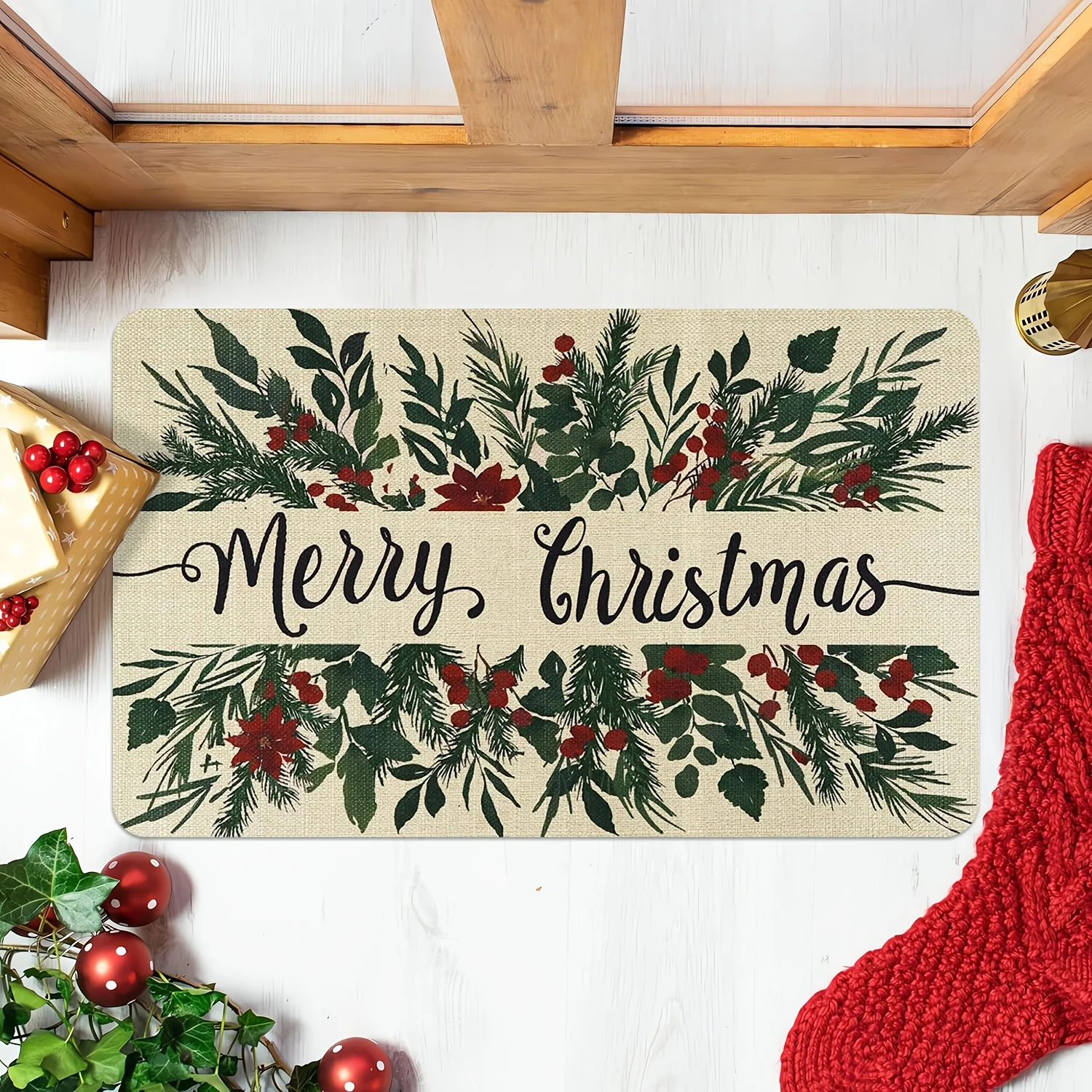 Blue Wave Geometric Flannel Floor Mat Non Slip Washable Soft Rug for Entryway Kitchen Hallway Indoor Modern Home Decor