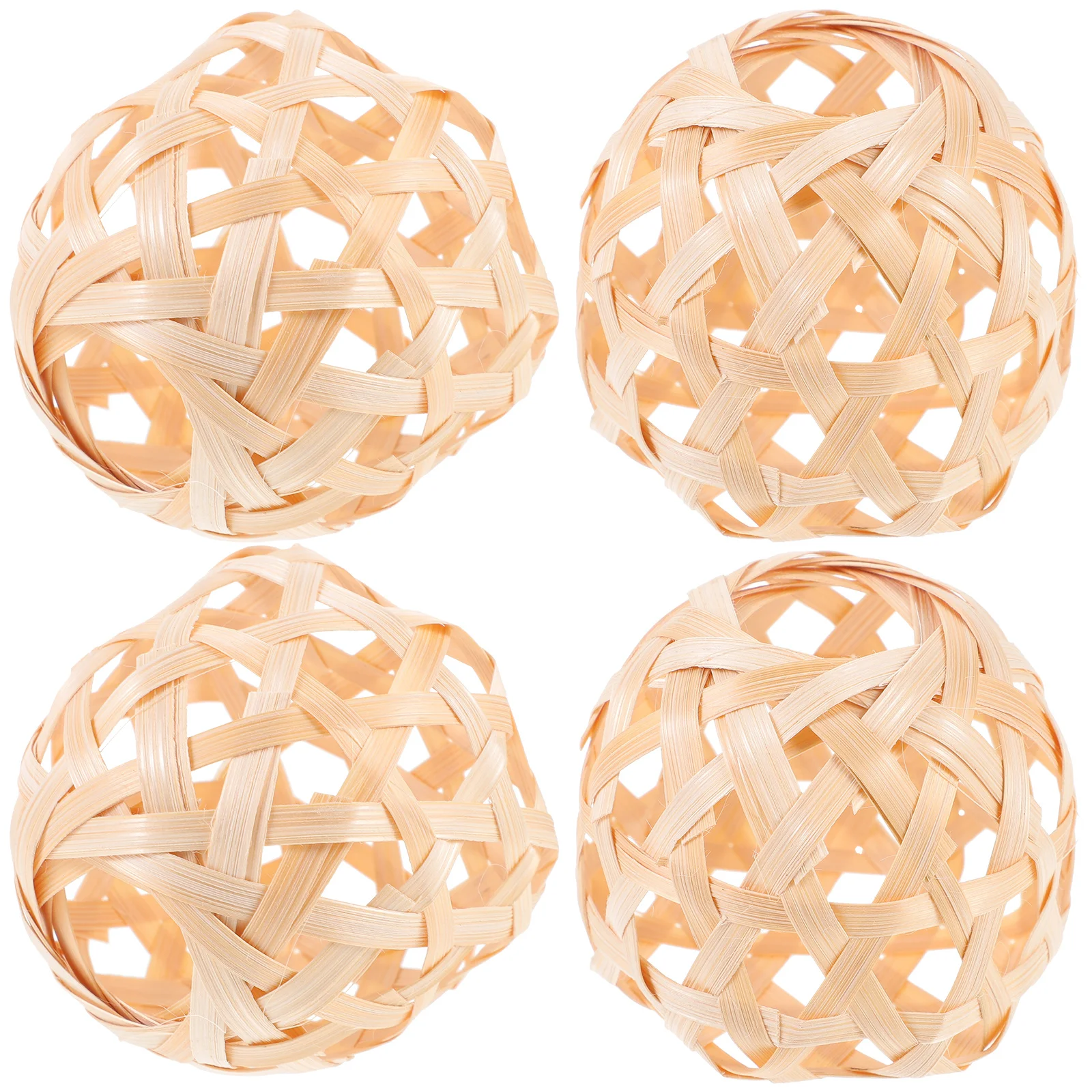 

4Pcs Woven Hollow Balls Pendant Creative Crafts Decorative Ornaments for Office Cafe Background Dry Flower Pot Hanging Storage