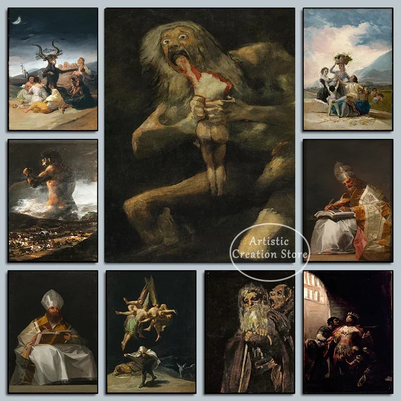 Sabbath de bruja, retrato de Francisco de Goya, pinturas de diamantes hechas a mano, impresiones, retratos clásicos, murales, decoración de habitaciones