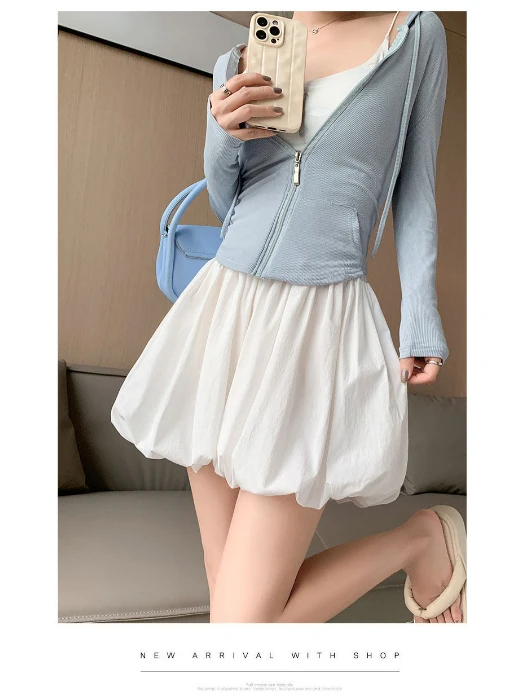 White Flower Bud High Waist A-Line Loose Casual Shorts for Women Outerwear Wide Leg Short Pants Summer Collection