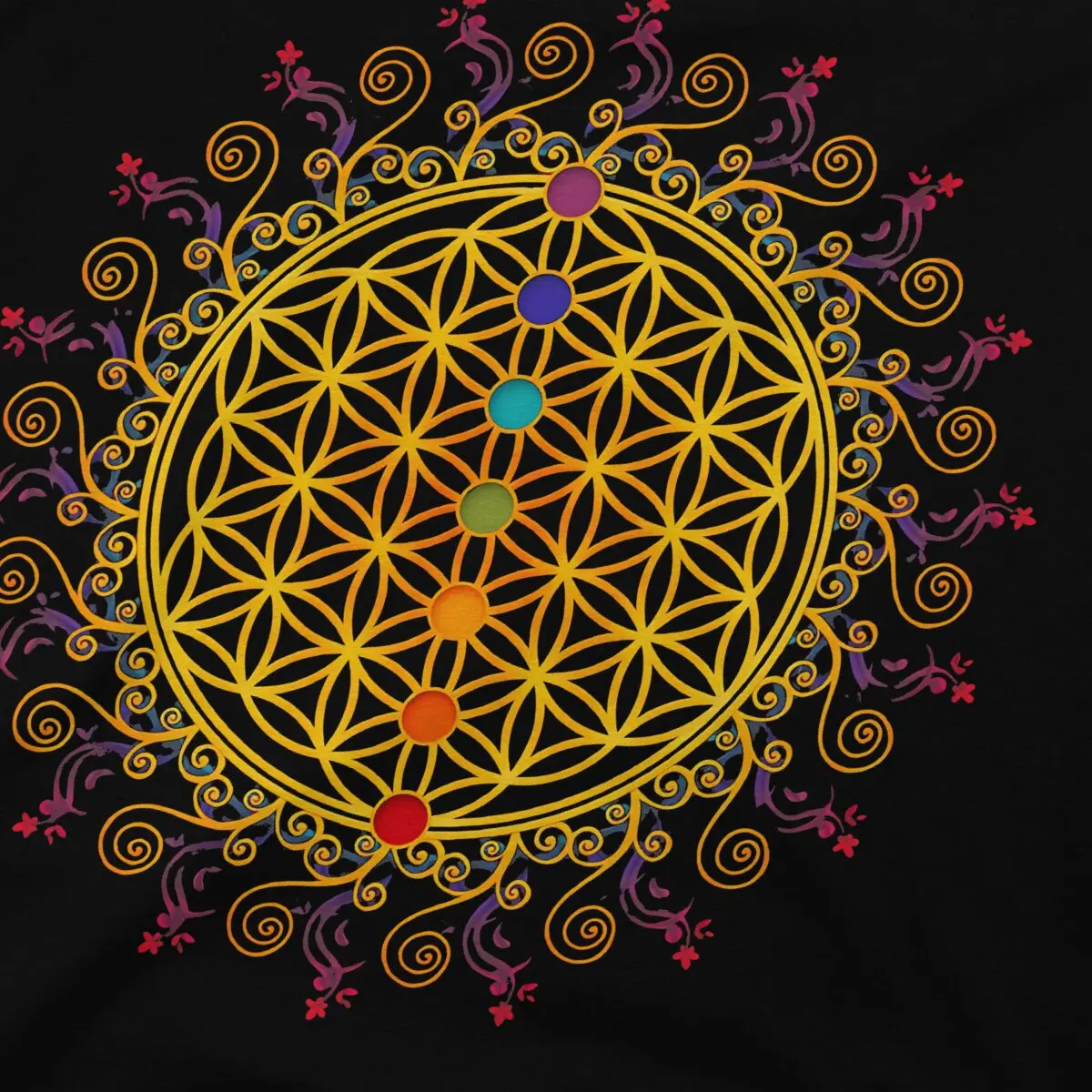 Carina Nebula Flower Of Life CHAKRAS Tshirt Graphic Men Tops Vintage Grunge Summer Polyester Streetwear Harajuku T Shirt