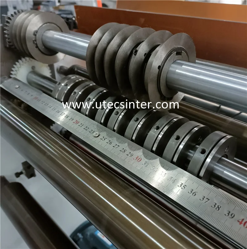 UTS420 Automatic Self Adhesive Paper Sticker Roll Cutting Slitting Rewinding Machine, PVC Epoxy Label Cutter Slitter Rewinder