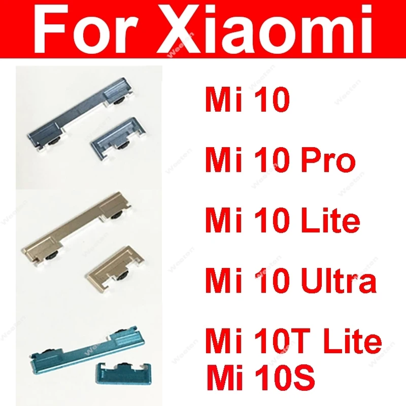On Off Power Volume Side Button For Xiaomi Mi 10 Mi 10S Mi 10 Pro Mi 10 Lite Mi 10T Lite Power Volume Side Keys Spare Parts