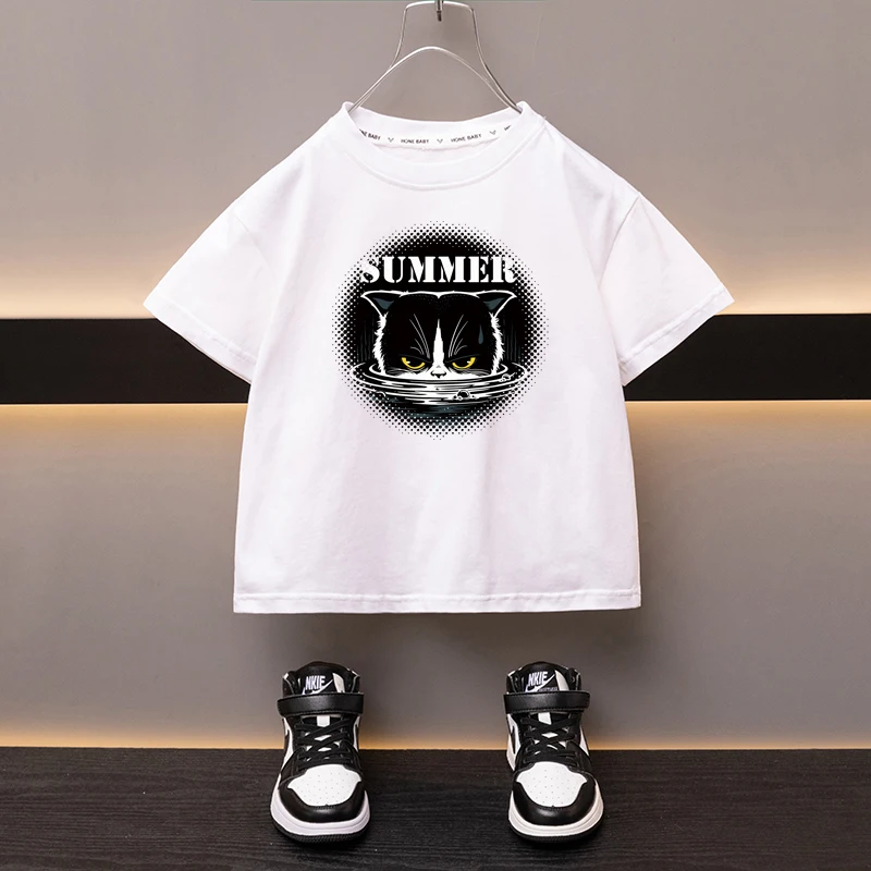 Japanese cartoon printed Boy T-shirt Loose Comfortable Cotton Boys Girls Tees High quality sweat wicking breathable sports top