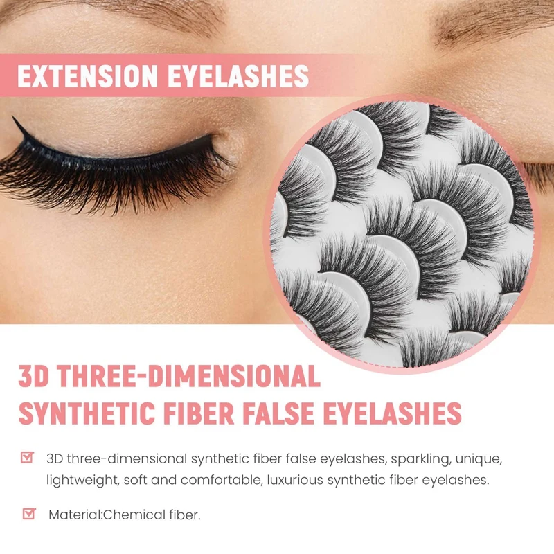 20 Pairs 3D Chemical Fiber Lashes Natural False Eyelashes Dramatic Volume Fake Lashes Makeup Extension Eyelashes