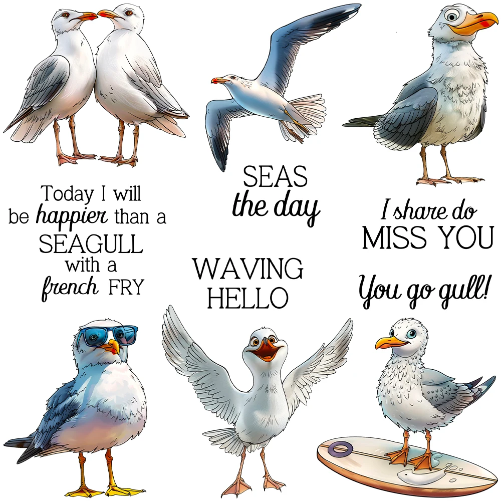 Mangocraft Cute Cartoon Seagull Cutting Dies Clear Stamp DIY Scrapbooking Supplies Metal Dies Silicone Stamp Cards Albums Decor