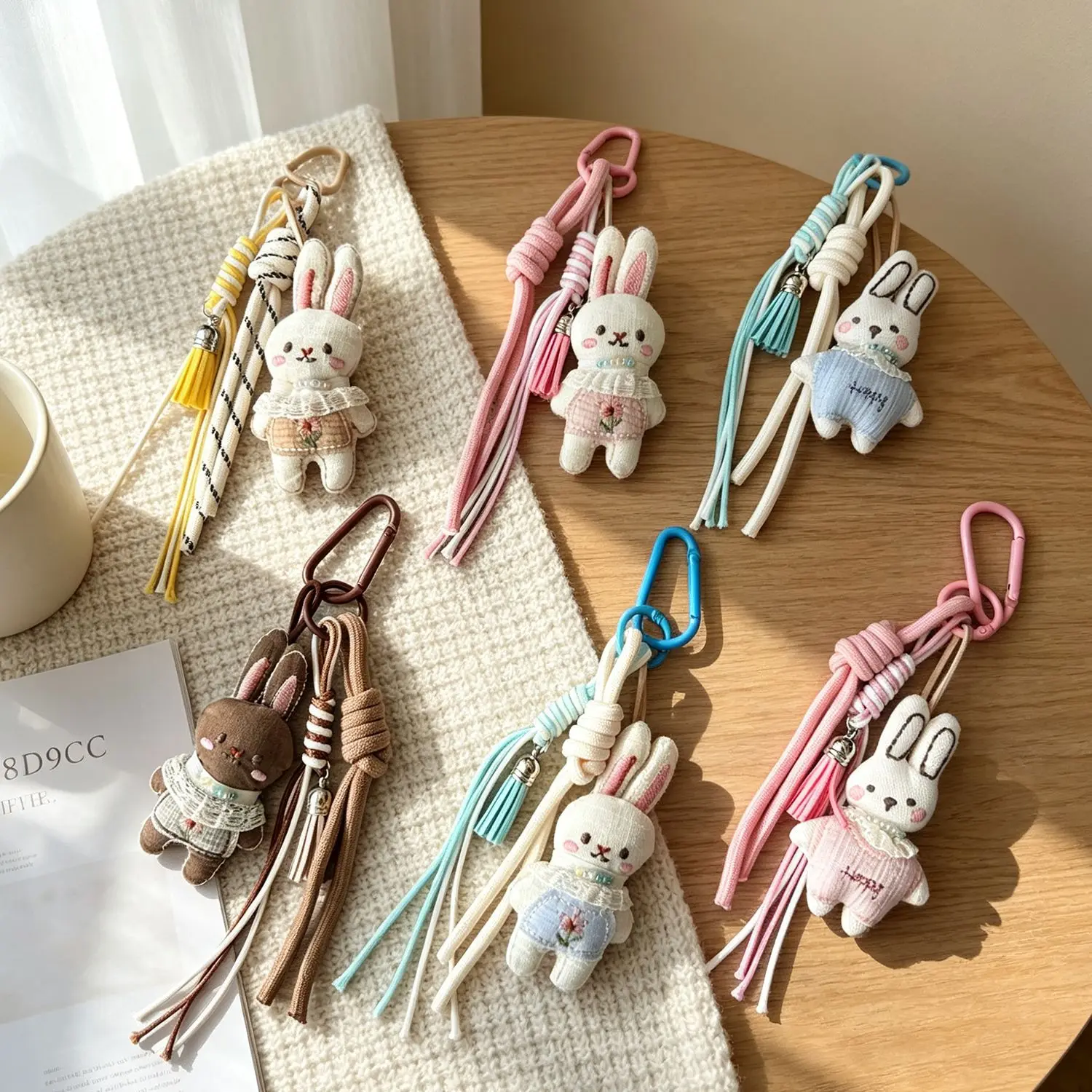 Bunny Plush Pendant Adorable Versatile Keyring Charm for Bag and Cell Phone Korean Sweet Premium Lightweight Durable