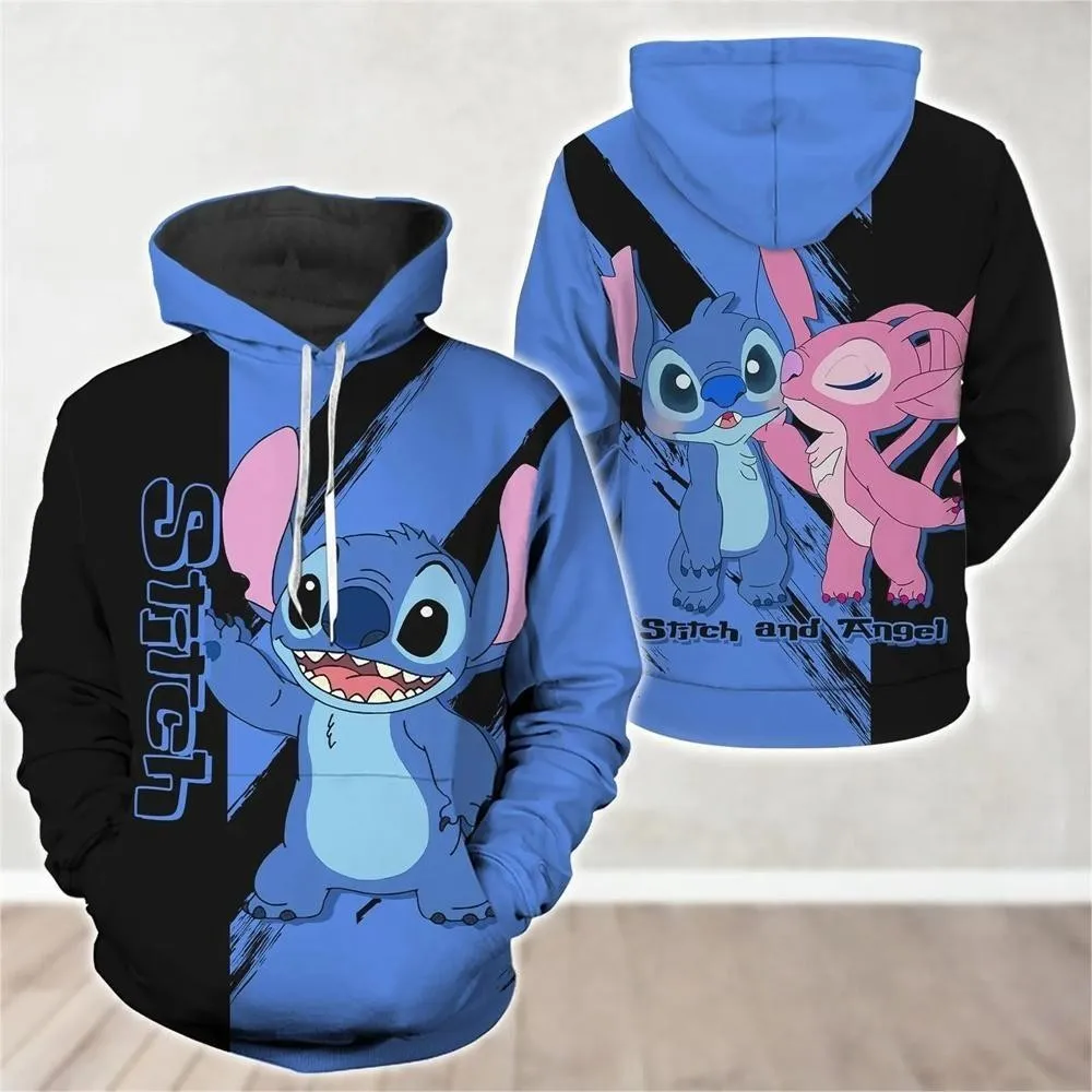 غرزة الملاك ثلاثية الأبعاد طباعة البلوز الرياضة الرجال النساء عادية فضفاض الشارع Harajuku Y2K طويلة الأكمام زوجين هوديي الملابس الشتوية #1