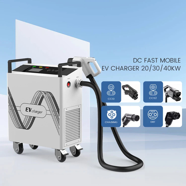 New Energy Electric Vehicle Car Charging Station GBT/CCS2/CCS1/CHADeMO Mobile Portable 20/30/40kw Dc Fast Ev Charger