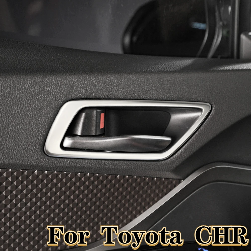 Stainless Steel 4 Pcs Car Interior Door Handle Trim Car Inner Door Bowl Sticker for Toyota C-HR CHR 2016 - 2018 Auto Accessories