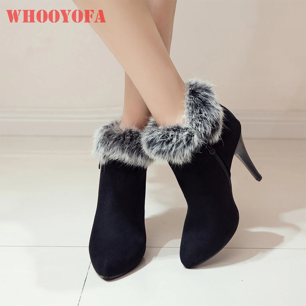 

Winter New Sexy Black Red Women Ankle Platform Boots 11cm High Thin Heels Lady Shoes Plus Small Big Size 12 33 45 48 49