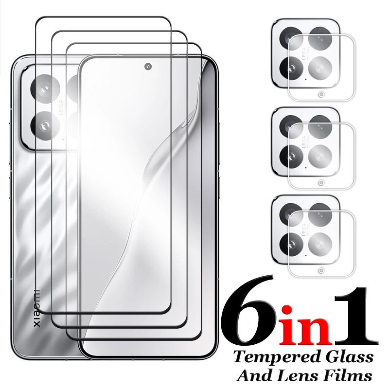 

6in1 For Xiaomi 15 5G Glass For Xiaomi 15 Tempered Glass 2.5D Full Cover Screen Protector For Xiaomi 15 Lens Film