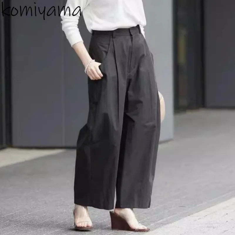 

High Waist Straight Women Pantalones Spring 2024 New Casual Ropa Mujer Wide Leg Pants Japan Style Pockets Womens Clothes