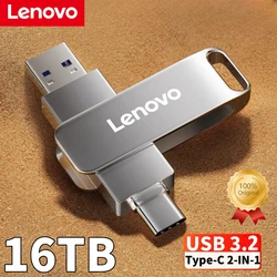 Lenovo-unidad Flash USB 3,2 de 16TB, PenDrive de Metal de alta velocidad, 2TB, 512GB, resistente al agua, tipo C, para dispositivos de almacenamiento de ordenador