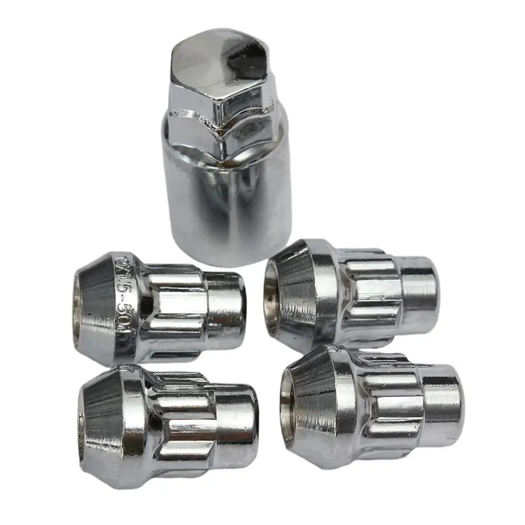 x1.5mm Anti- Locking Alloy Lock Tapered 4pcs Security Nuts W/ Key