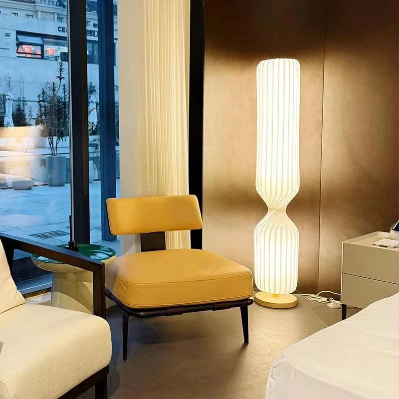 Modern Pleated Fabric Floor Lamp Minimalist Vertical Standing Lamp For Living Room Bedroom Home Decor Led Floor Light