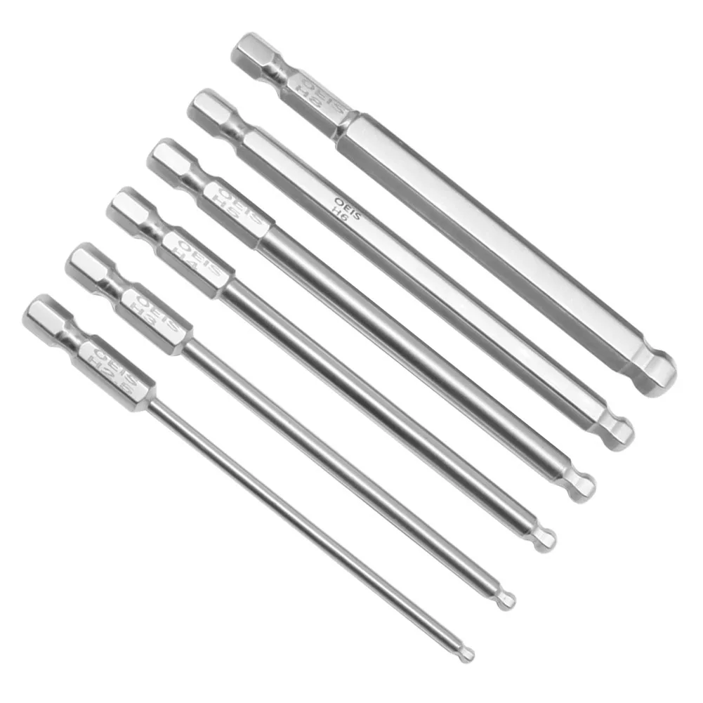 Brand New Screwdriver Bit 6.35mm Metric Hex 6Pcs Ball End Hex Drill Tools Parts For Electric Driver Screwdriver Bits