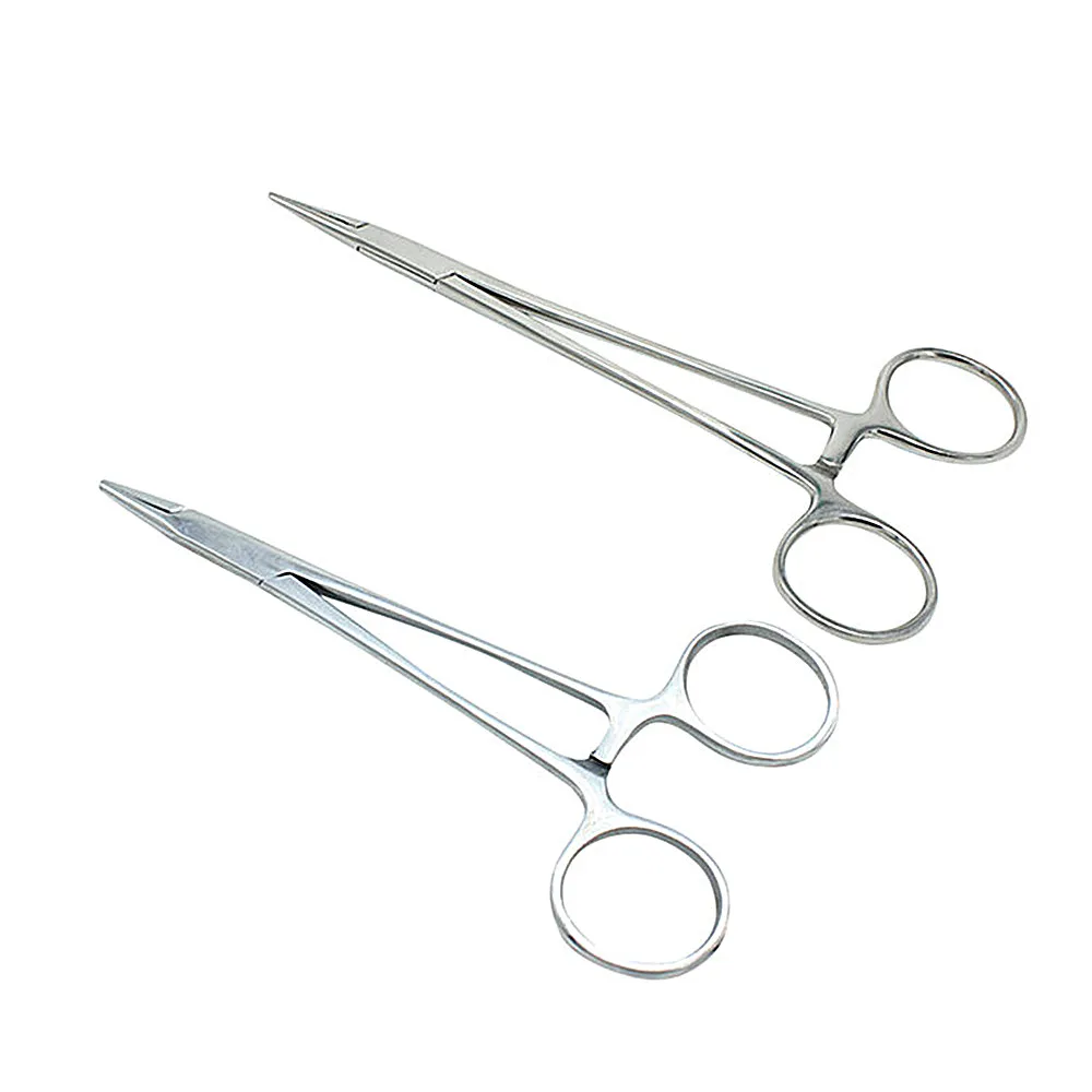 Dental Stainless Steel Hemostatic Clamp Forceps Surgical Forceps Tool Hemostatic Forceps Pliers Straight Elbow Tips Needle Holde