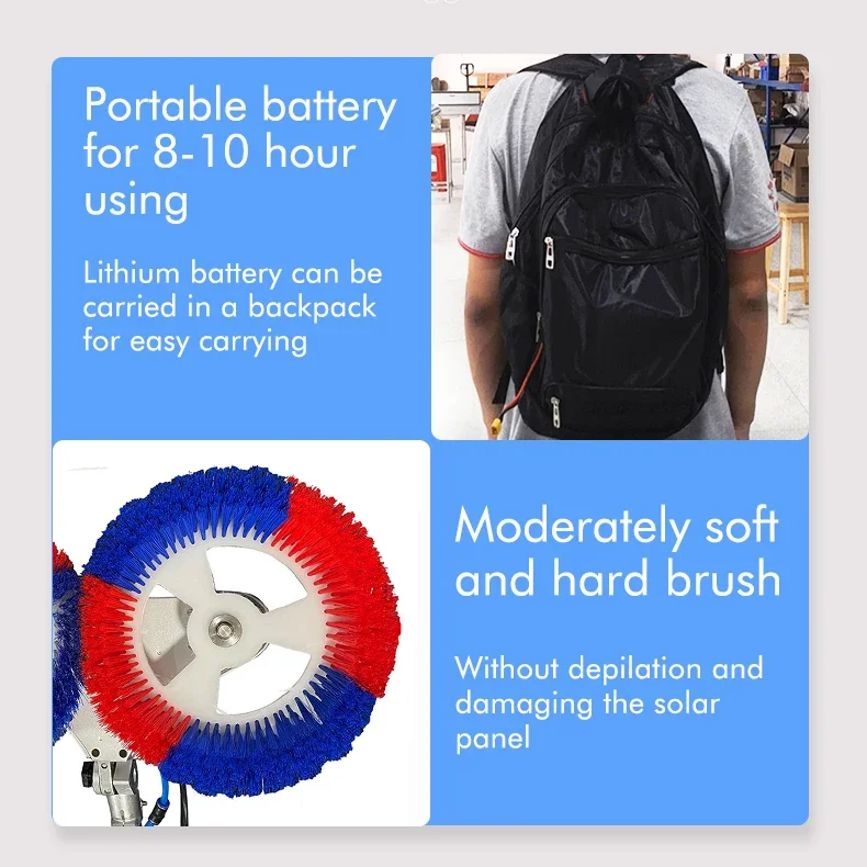 Automatic 3.5m 5.5m 7.5m Cleaning Electric Telescopic Solar Panel Machine Robot Equipment Rotary Brush