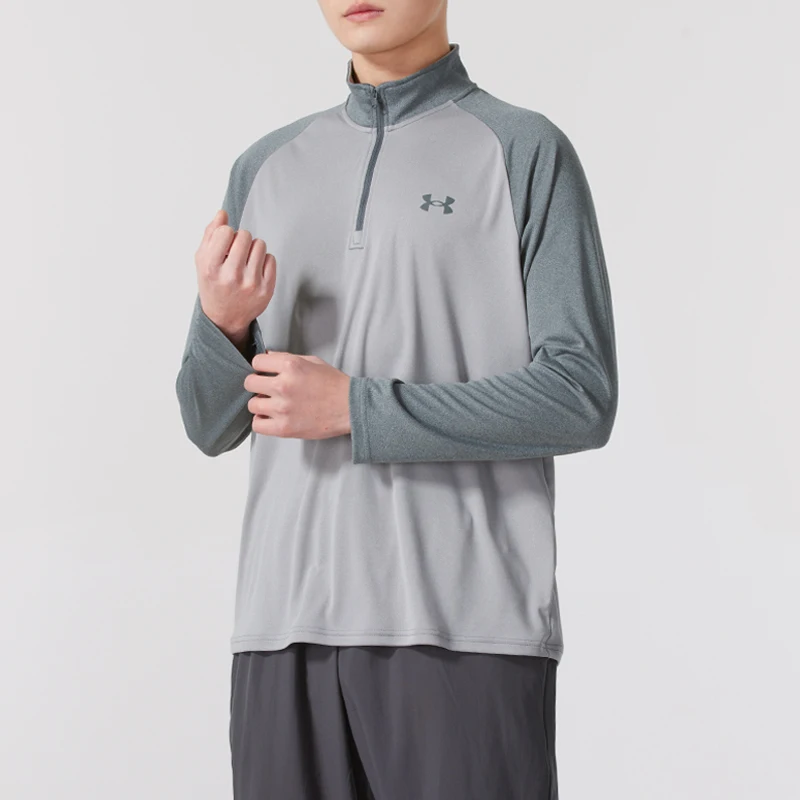 

Мужская спортивная одежда Under Armour для фитнеса, тренировок, бега, модная, быстросохнущая, удобная, дышащая, с воротником-стойкой, пуловер с длинными рукавами 1375435-036