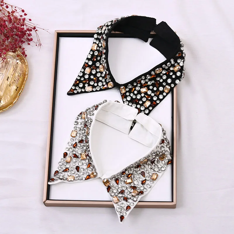 

Новые модные накладные воротники с бриллиантами, женский съемный воротник с кристаллами, женское ожерелье, искусственный воротник, съемный галстук, аксессуары для одежды