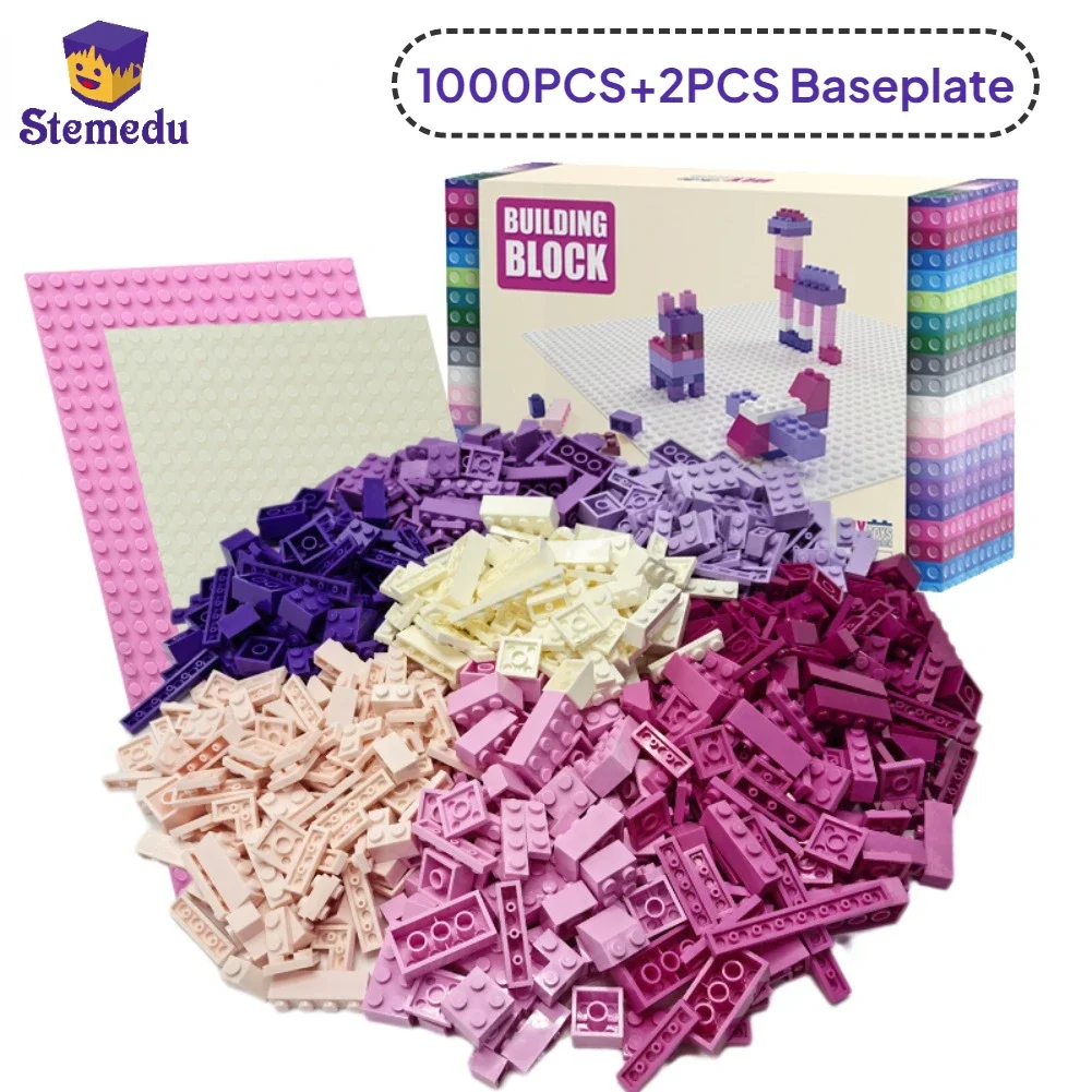 1000PCS Mixed Building Blocks Bulk Lot Pack Thin Thick Brick Base PlatesToy with 32*32 Baseplate Compatible Legoed Gift for Girl