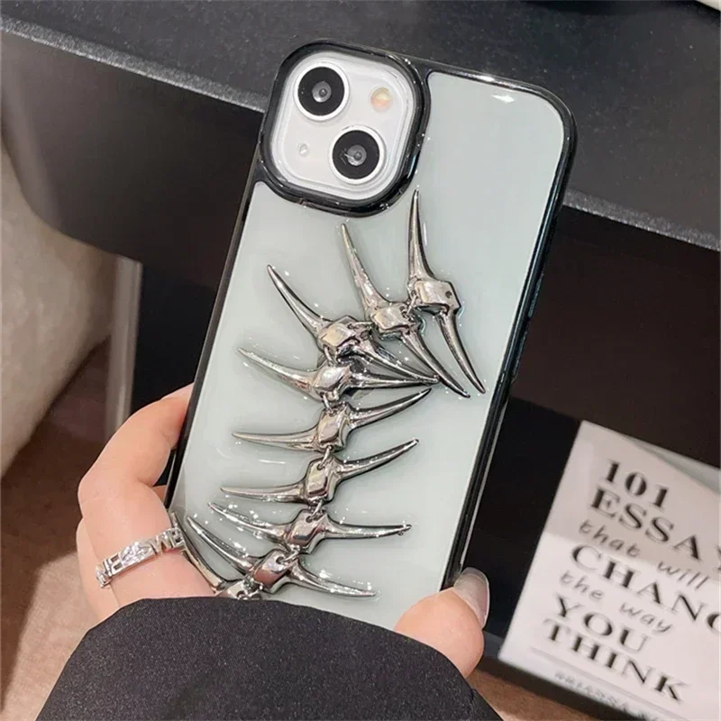 

3D Metal Finger Cool Phone Case For iPhone 15 14 13 12 11 Pro Max Plus Boy Girl Clear Soft Cover Epoxy Shell Gift