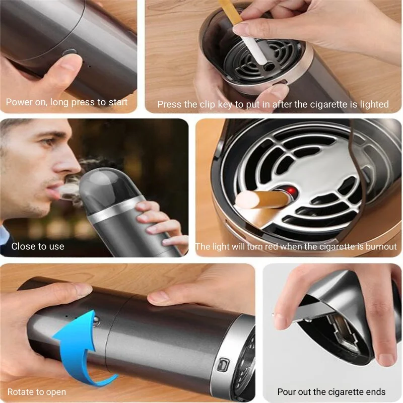 Smokeless Aspire Smoke Ashtray Anti-Odor Anti-Smoke Car Ashtrays Handheld Portable Anti Ash Tray Electric with Replace Filter