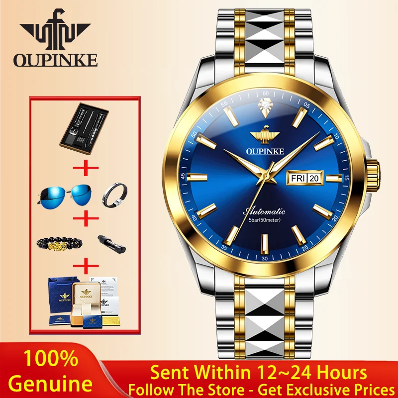 

Мужские часы OUPINKE 3223, топ-бренд класса люкс, полностью автоматические, из вольфрамовой стали, с календарем, водонепроницаемые, высокое качество, механические.