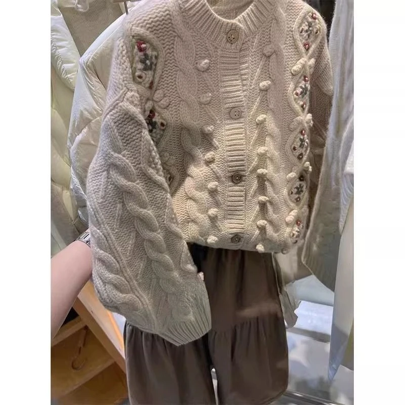 Girls jumper autumn and winter  new children's cardigan big boy thickened knitted jacket small baby Yangqi tops