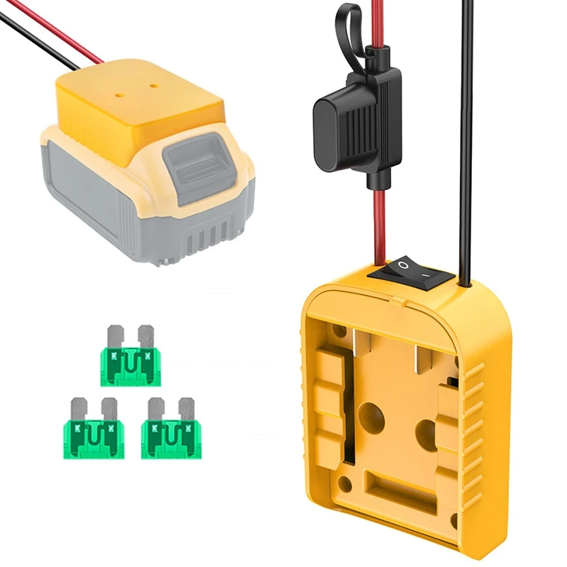 Adaptateur de roues d'alimentation pour Dewalt, batterie au lithium, bricolage, interrupteur marche/arrêt, fusible pour jouets de voiture RC, durable, 18V, 20V