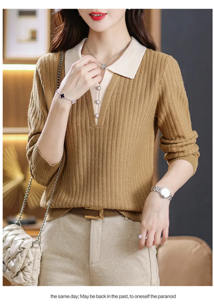 

Female 2025 Autumn Winter Middle-Aged Base Vacation Two Knitted Sweaters