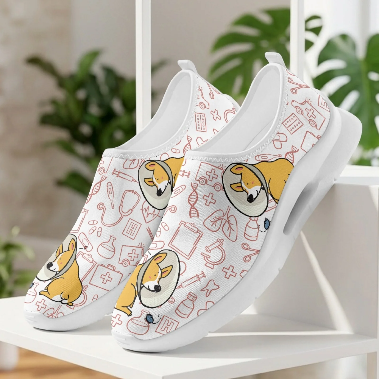 XIXIRIMIDO Chaussures à enfiler à bout large pour femmes, Chaussures d'infirmière, Baskets et chaussures décontractées pour hommes, Zapatillas de Mujer Tenis Feminino Corgi