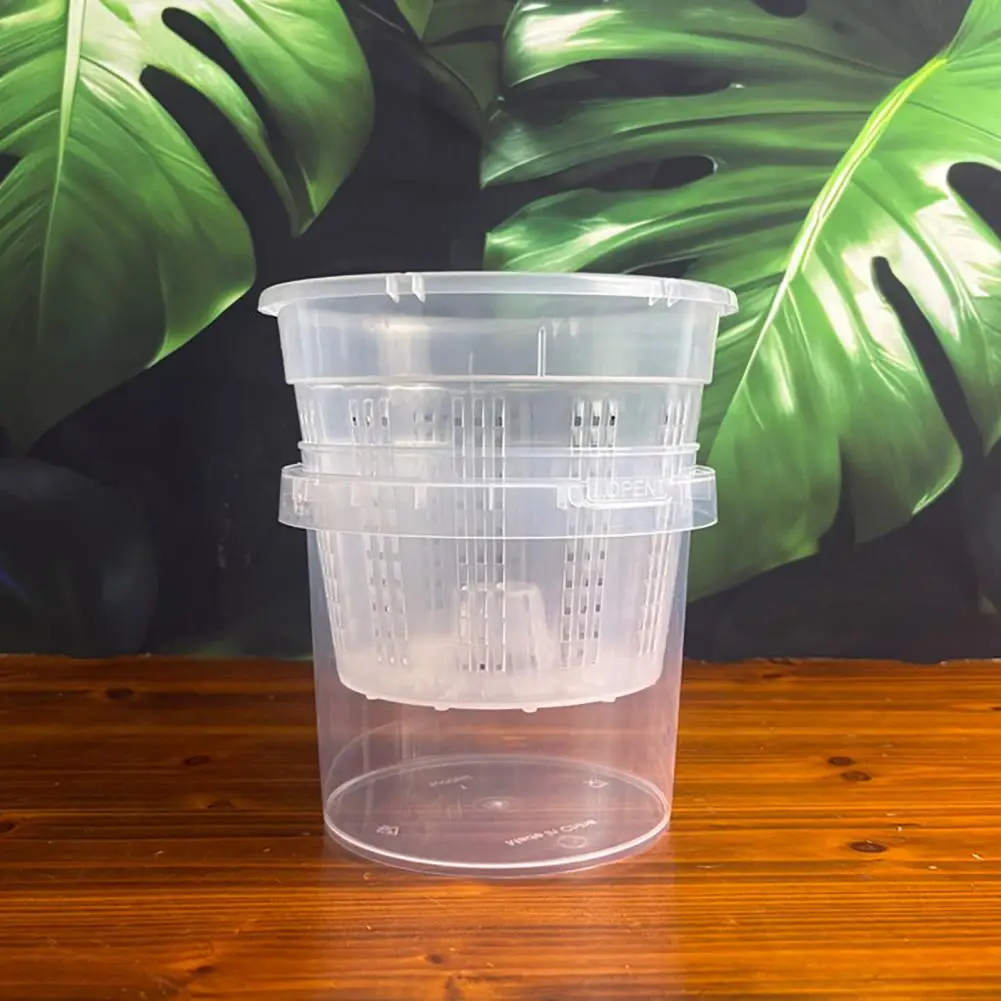 Transparent Self Watering Planter Plastic Self-watering Plant Pot with Water Reservoir Slotted Pot Breathable Root for Orchids