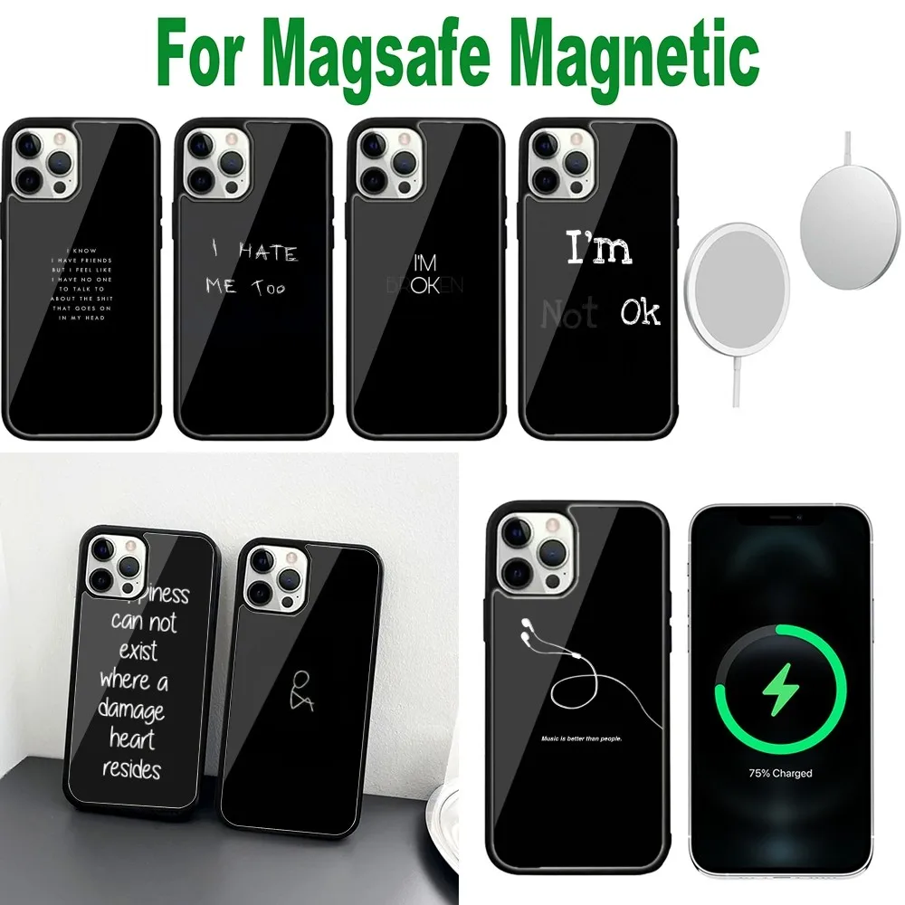 

Sad depression Black Word Aesthetic Phone Case For iPhone 16,15,14,13,12,11,Plus,Pro,Max,Mini Magsafe Magnetic Wireless Charging