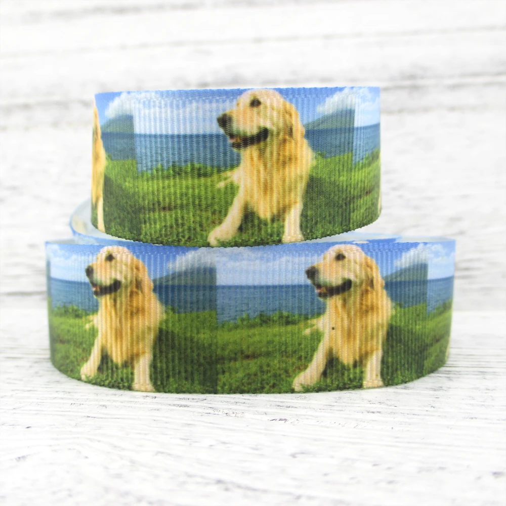 5 Yards Multi Size Dog Printed Grosgrain Ribbon For Gift Wrapping Party DIY Hair Bow Art Sewing Pet Ribbon Material,5Yc10009