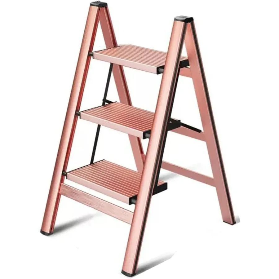 Household Ladder Small Three-Step Portable Herringbone Ladder Folding Indoor Multi-Functional Thickened Aluminum Alloy Flower S