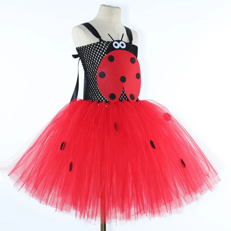 Girls for Halloween Birthday Party Dress Up Clothes Ladybug Costume  Toddler Kids Ladybird Lady Bug Tutu Dress with Beetle Wings view 4