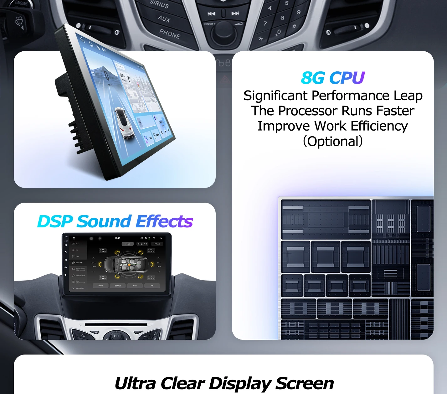 Für Ford C-MAX Kuga 2 Escape 3 2012-2019 Android 16 Auto-Radio Kabelloses Carplay GPS-Navigationsdisplay Stereo-Video-Tools BT – Detail 6
