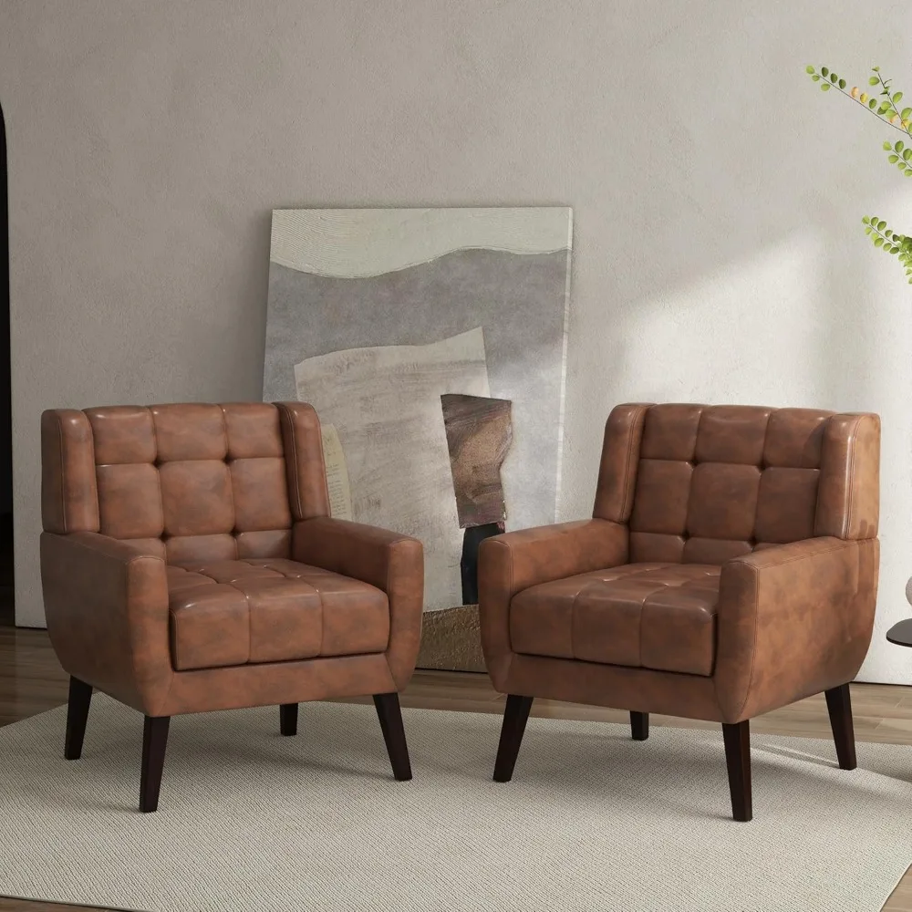 

Coffee chairs, comfortable small mid-century modern armchairs with solid wood frame and upholstered cushions