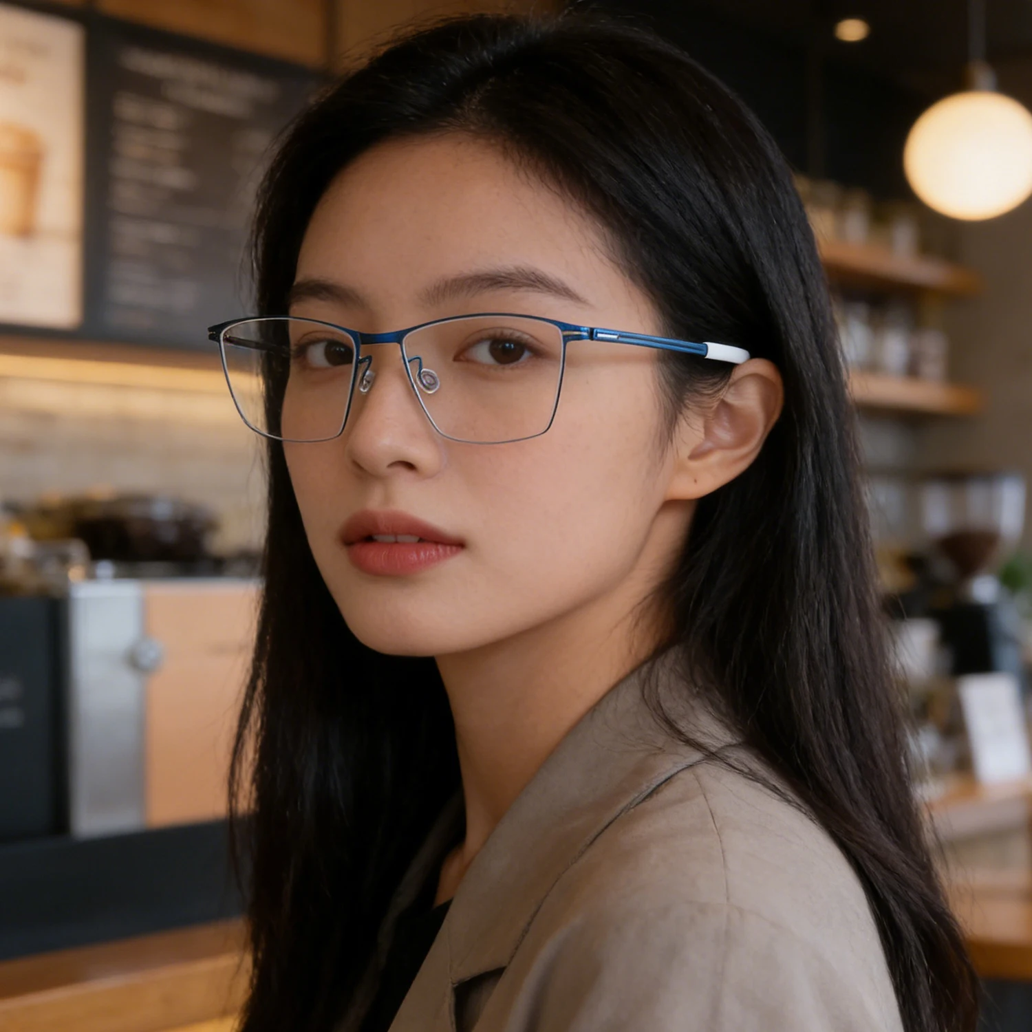 Norway Fashion Square Men Business Glasses Frame V460 Ultralight Screwless Simple Women Eyeglasses Thin Rim Spectacles Blue Gafa