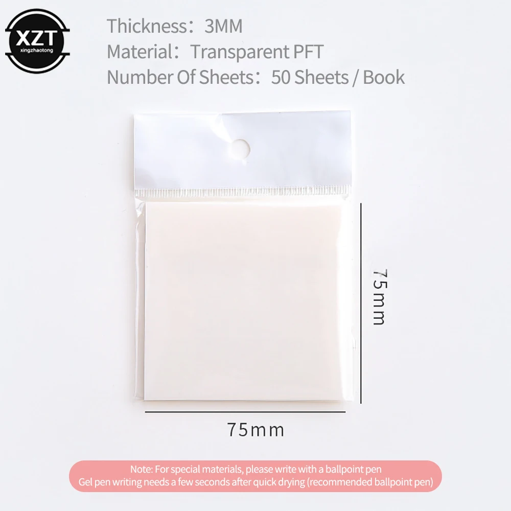 XZT 50/100 Lembar Transparan Tahan Air Diposting It Sticky Note Pad Notes Posits untuk Alat Tulis Sekolah Perlengkapan Kantor