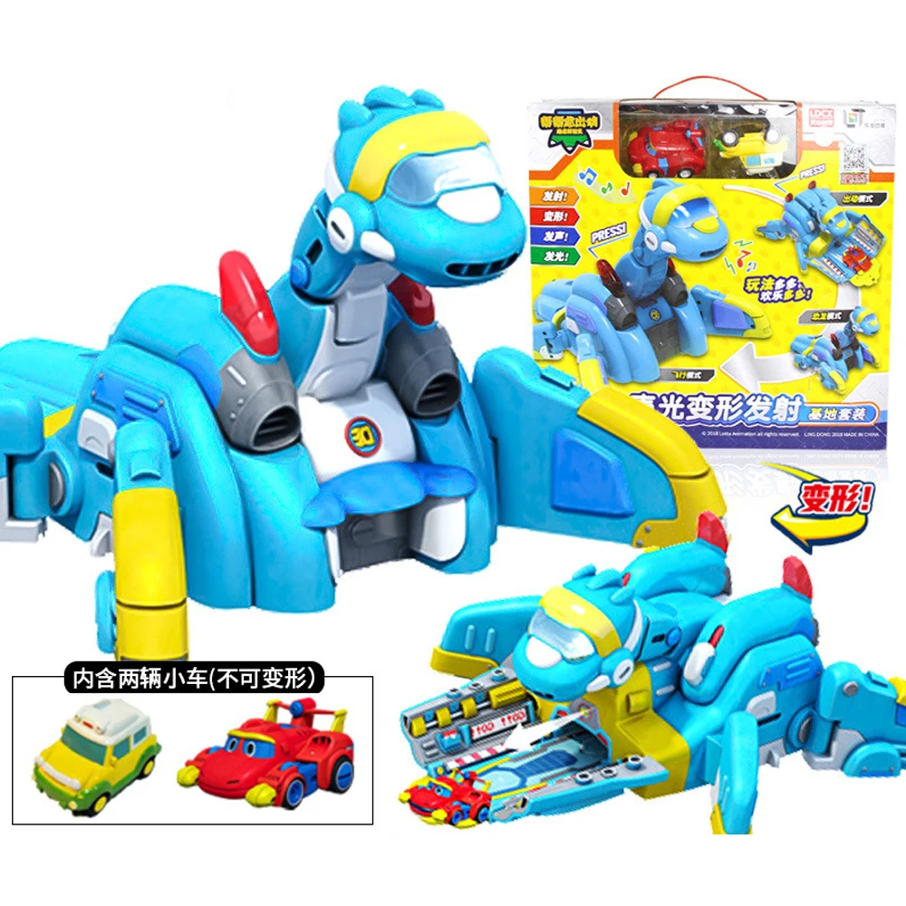 

New Hot Car Deformation Gogo Dino Action Map Release Base Rex / Ping / Tomo Children Transformation Dinosaur Toy Children Gift